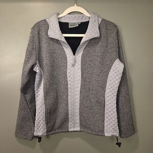 Renegade Men's Full Zip Fleece Sweater Lined Jacket Knit Quilted, Size S, Gray